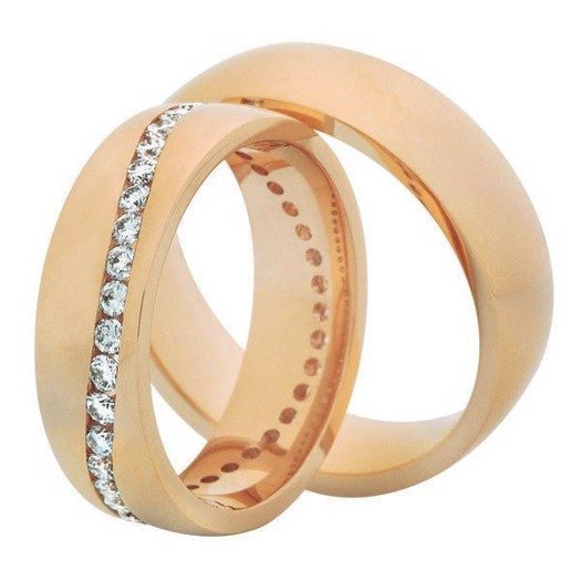 Eksklusiv Nuran vielsesringe i 14 kt. rosaguld med 0,76 ct. diamanter i bølget mønster – 6 mm blank overflade.
